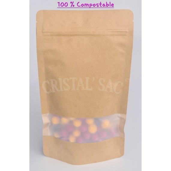DOYPACK KRAFT FENETRE  PLA 130X225+70 mm 