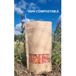 DOYPACK KRAFT FENETRE TRANSPARENTE PLA 130X225+70 mm 